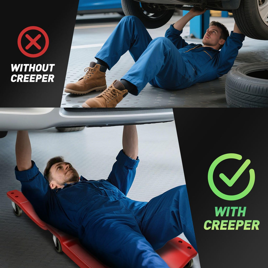 40 Inch Low Profile Rolling Creeper with Padded Headrest J694