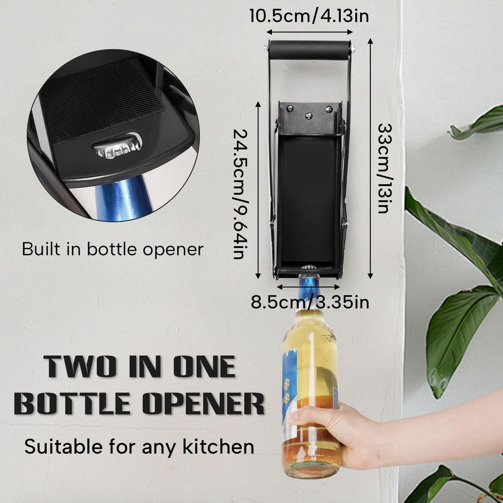 16 oz Black Wall-Mounted Aluminum Can Crusher S552
