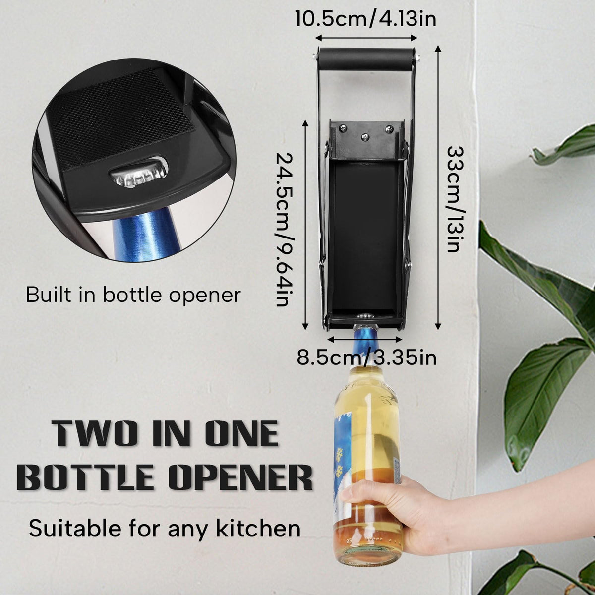 16 oz Black Wall-Mounted Aluminum Can Crusher S552