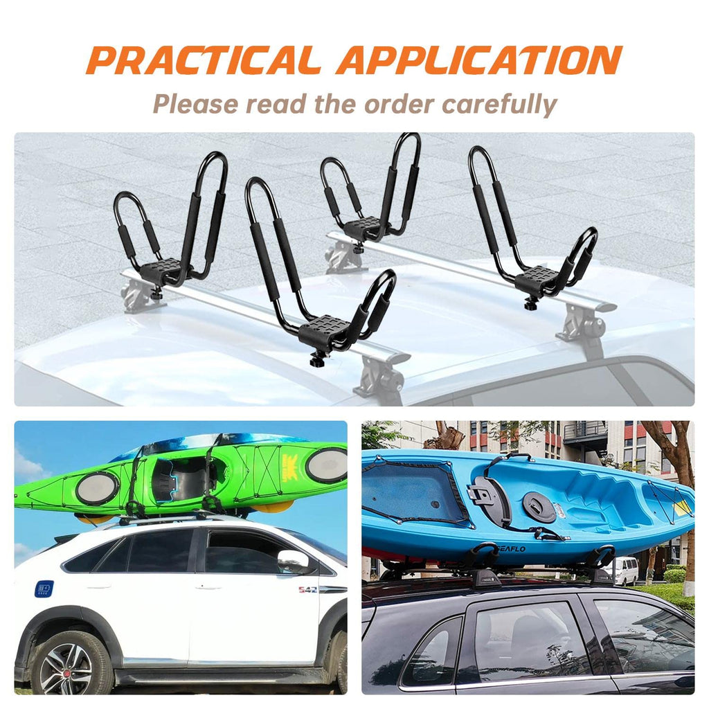 2 Pair J-Bar Kayak Roof Rack with 4 Ropes Y753