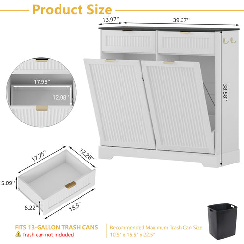 13 Gallon Tilt Out Trash Can Cabinet with Drawer P48051