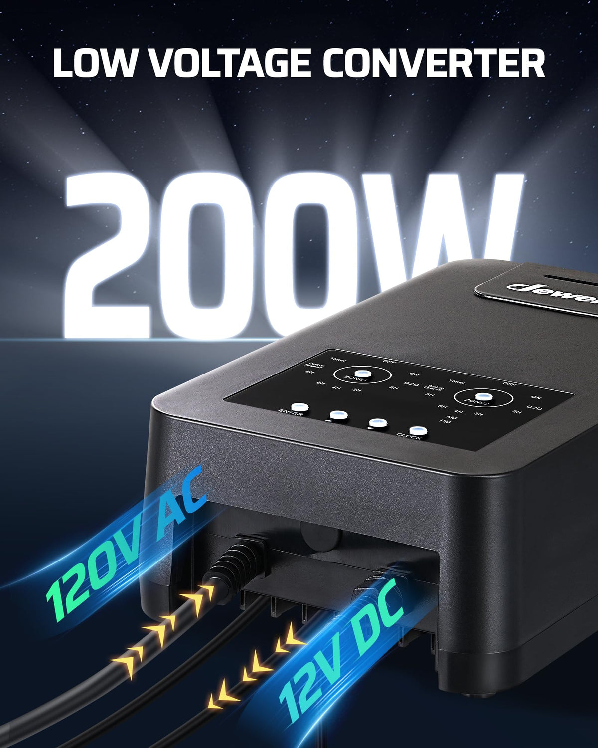 200W Low Voltage Landscape Transformer with 2 Zones O943