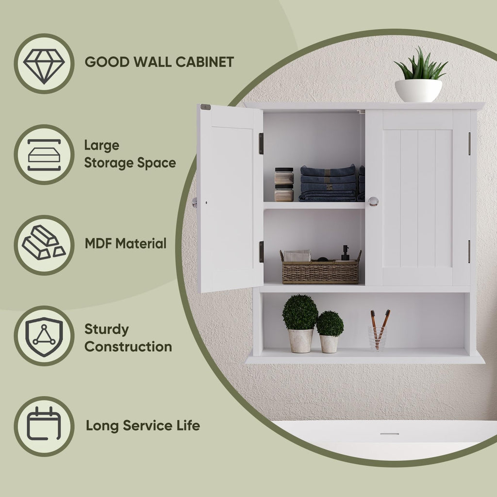 White Wall Mounted Bathroom Cabinet with 2 Door S4447
