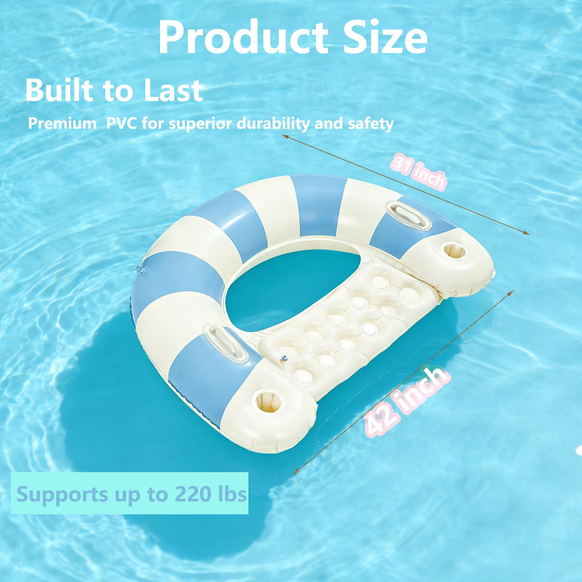 2 Pack Inflatable Pool Chairs with Cup Holders M937065