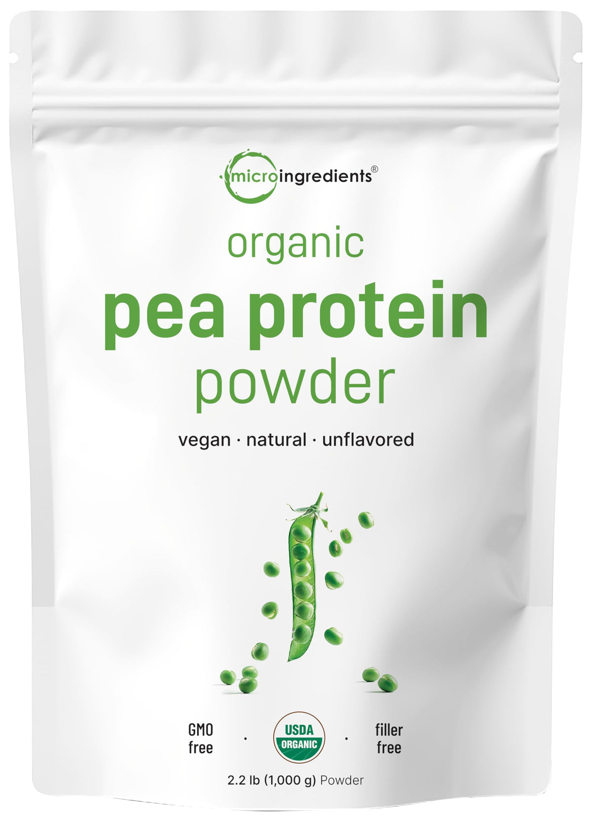 Organic Pea Protein Powder, 1KG (2.2 Pounds), Plant-Based Vegan Q85719