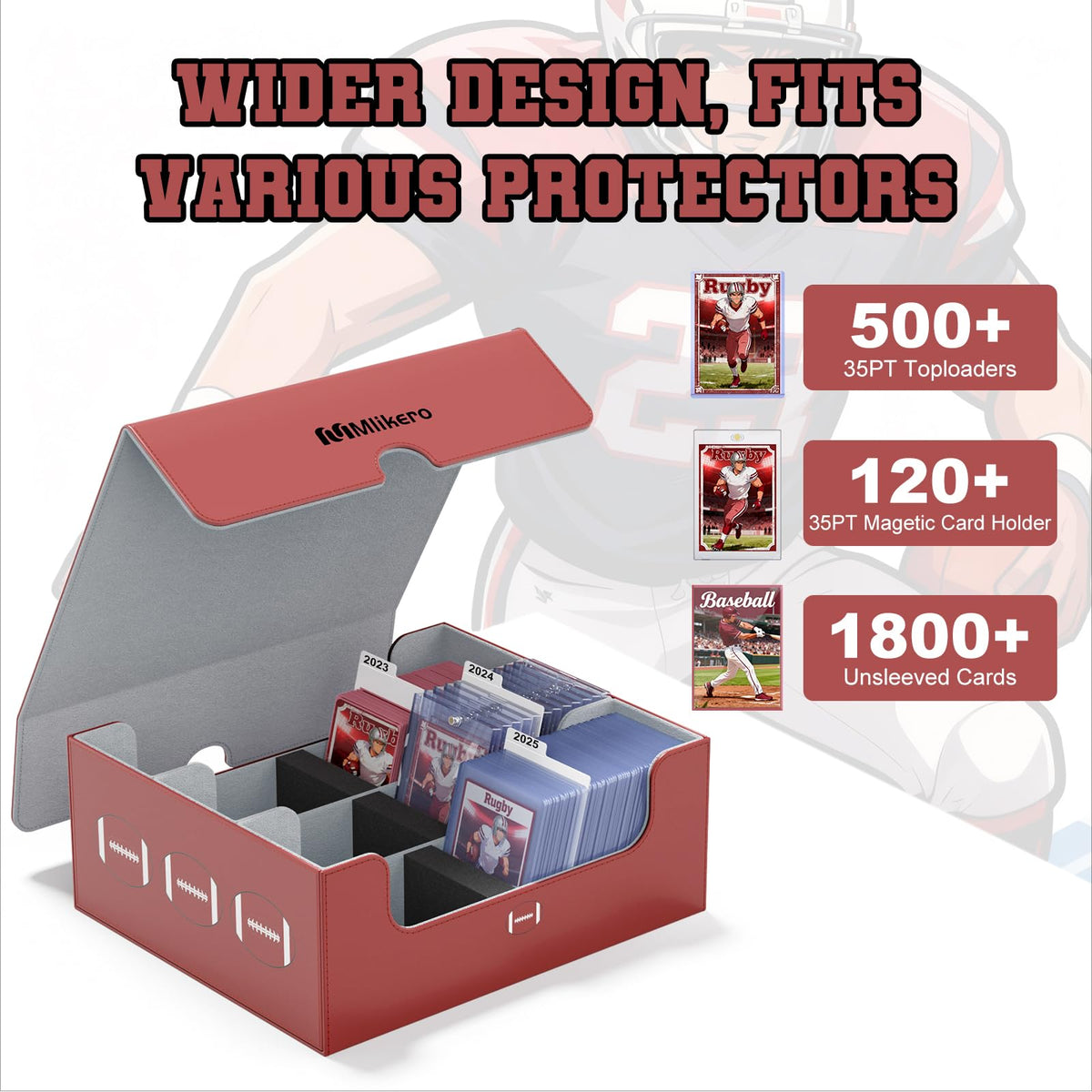 Football Card Storage Box with Magnetic Closure G525