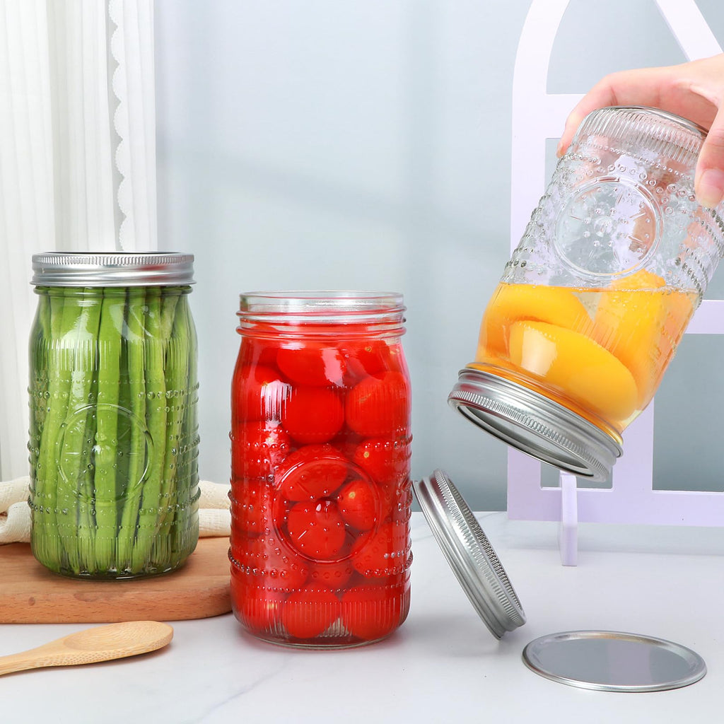 Wide Mouth Mason Jars with Lids 32oz 12 Pack B515987