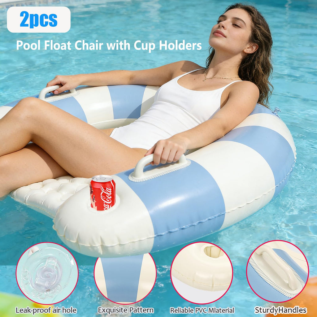 2 Pack Inflatable Pool Chairs with Cup Holders M937065