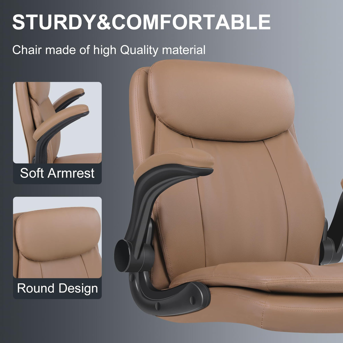 Leather Drafting Chair with Adjustable Height and Flip-up Armrest D857613