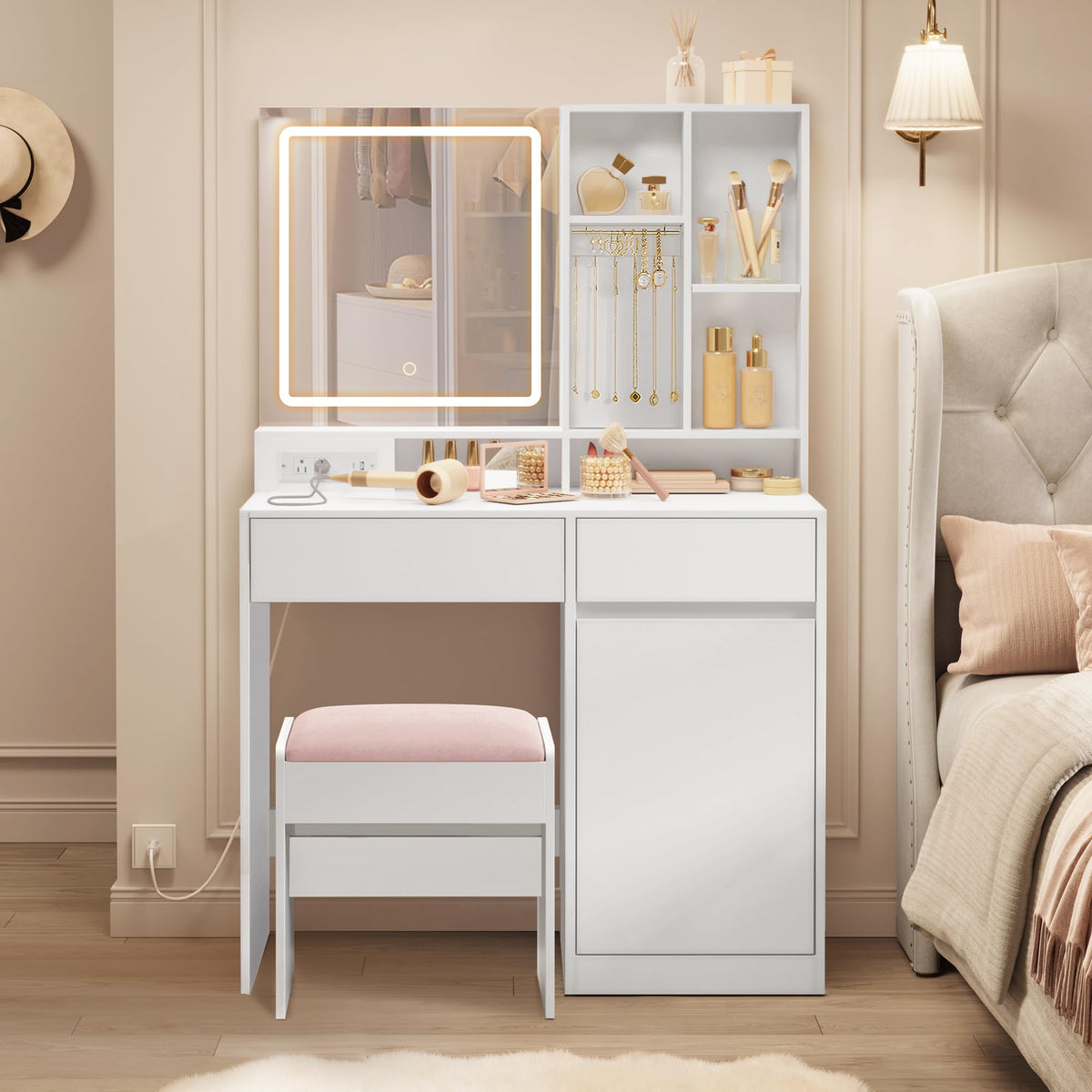 Vanity Desk with Mirror and Lights F2020