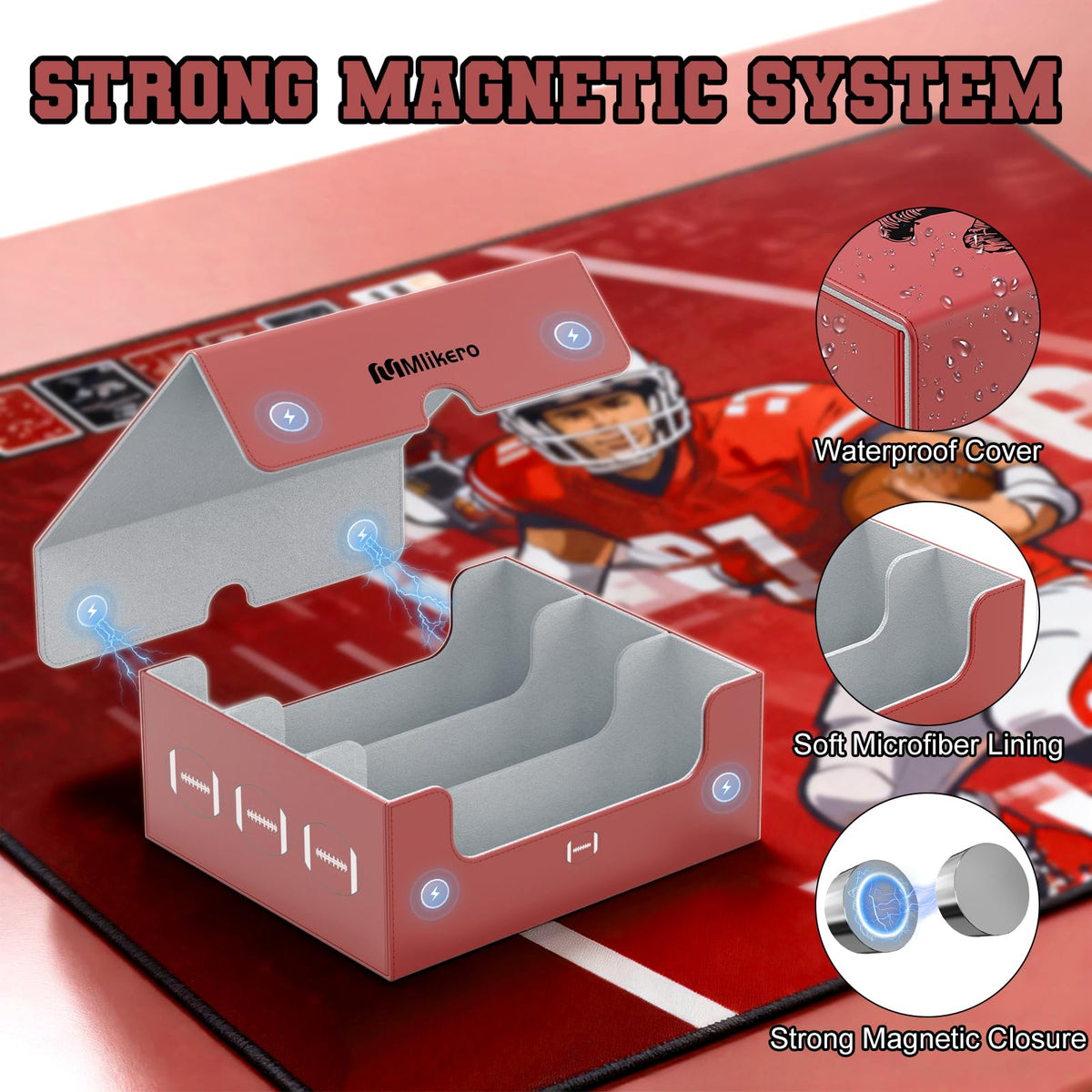 Football Card Storage Box with Magnetic Closure G525