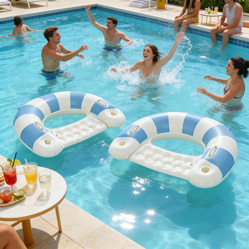 2 Pack Inflatable Pool Chairs with Cup Holders M937065