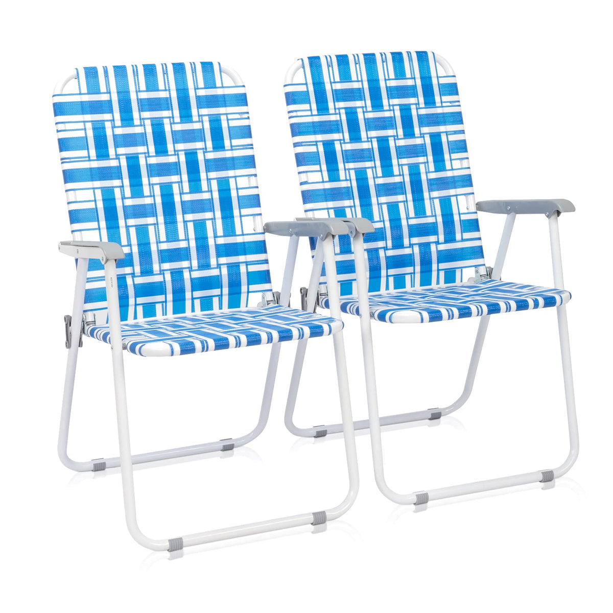 Set of 2 Blue Webbed Folding Patio Chair N326691