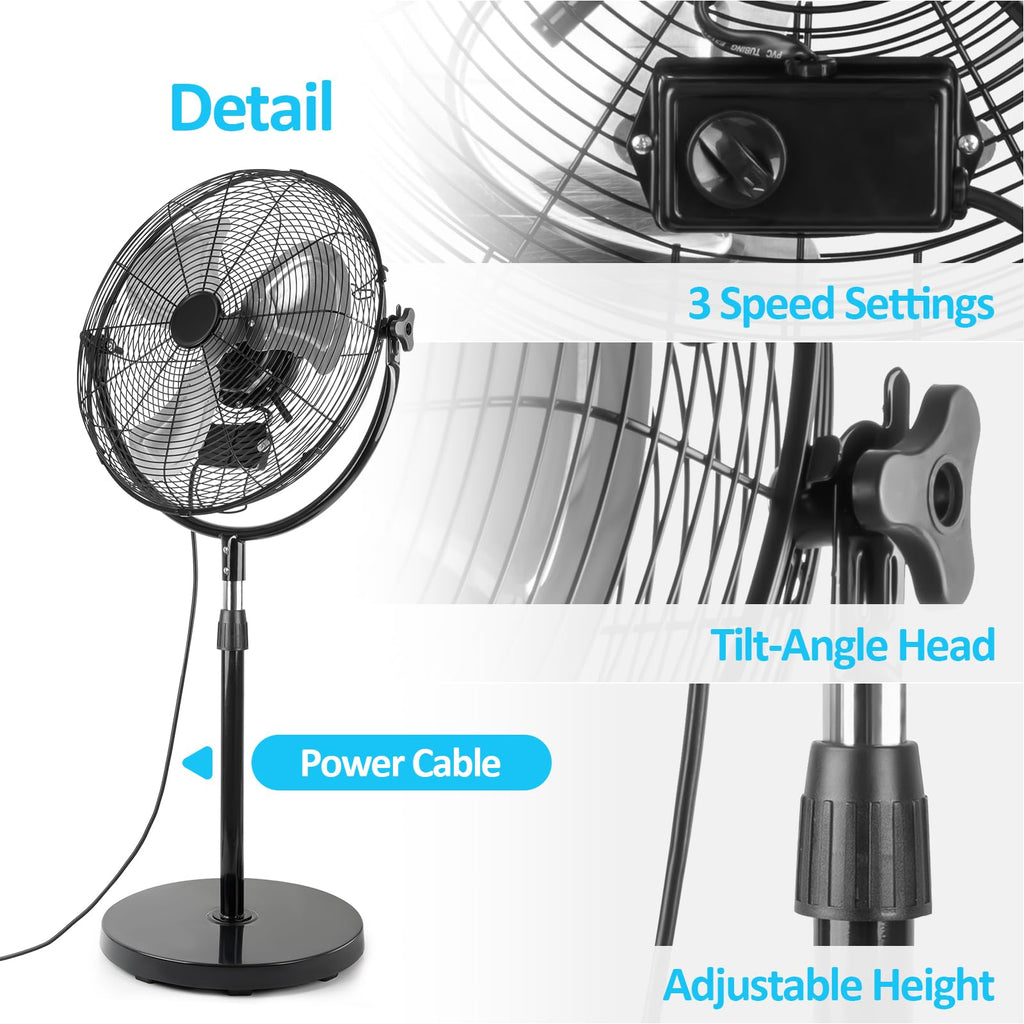 20 Inch Heavy Duty High Velocity Metal Stand Pedestal Fan N34579