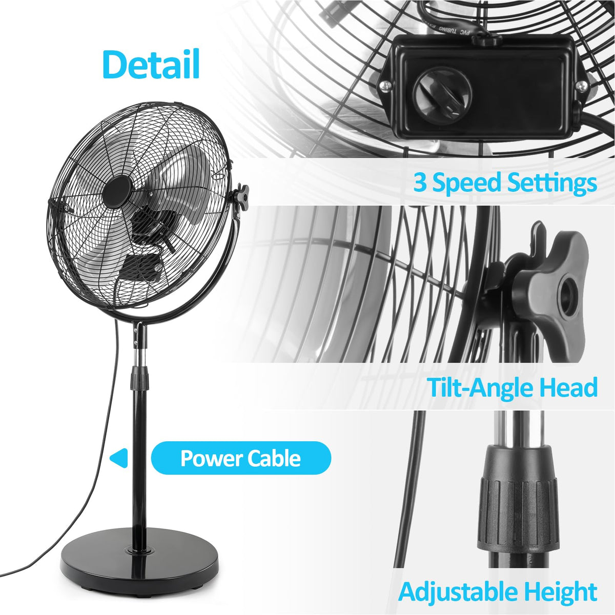 20 Inch Heavy Duty High Velocity Metal Stand Pedestal Fan N34579
