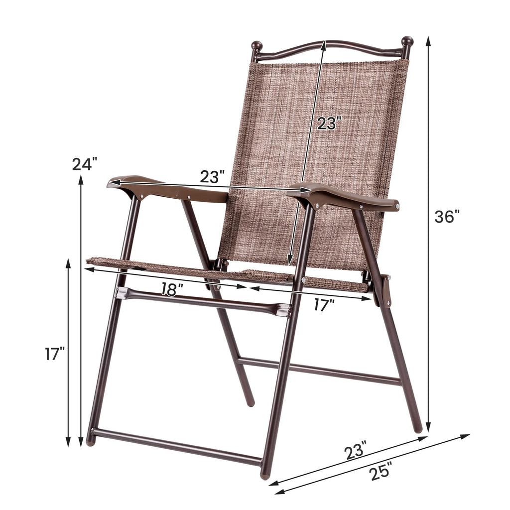 Set of 2 Brown Folding Patio Dining Chairs with Armrests V57171