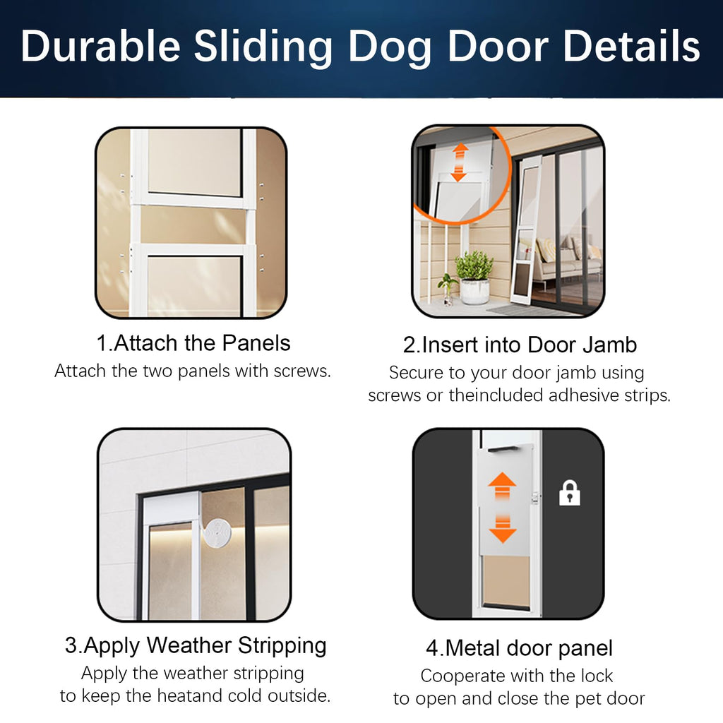 Adjustable Height Aluminum Frame Sliding Glass Door Dog Door H41154