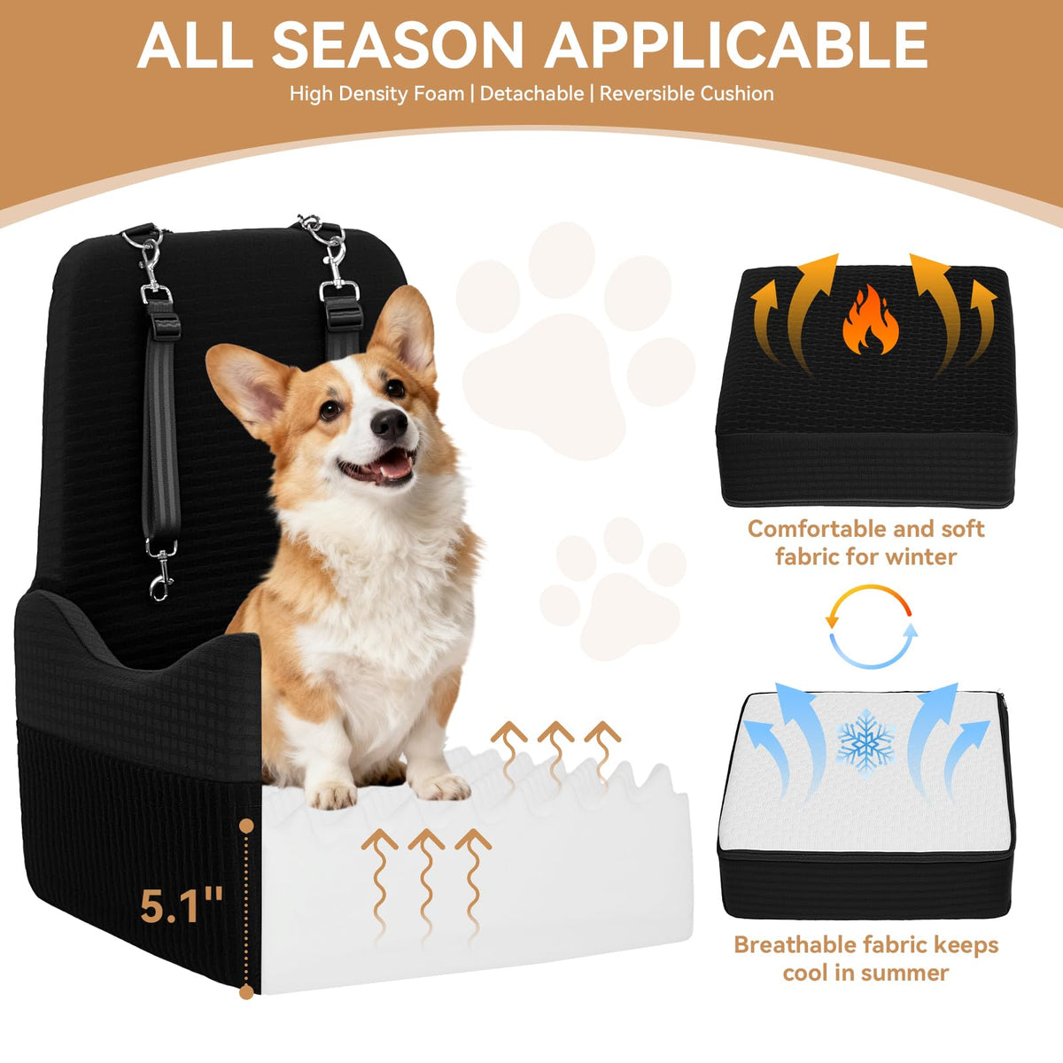 Dog Car Seat with Elevated Cushion Q141137