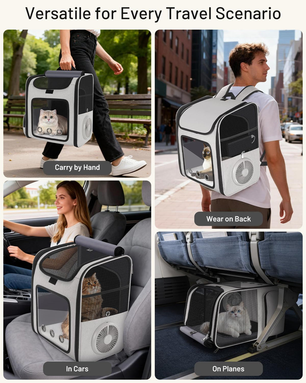 Cat Backpack Carrier with Cooling Fan & Heating Pad A512013
