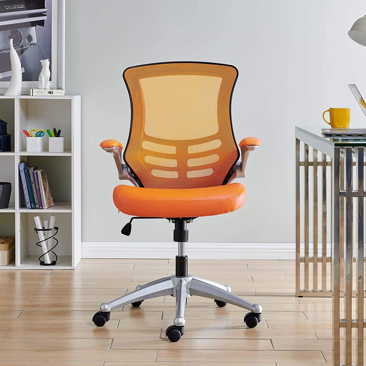Orange Mesh Back Vinyl Seat Office Chair U328750
