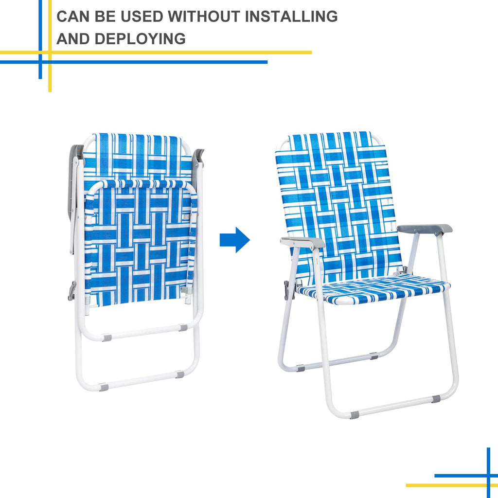 Set of 2 Blue Webbed Folding Patio Chair N326691