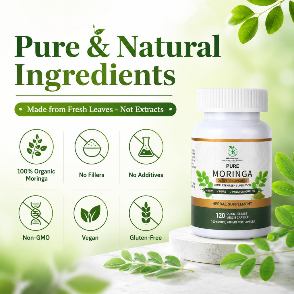 Organic Moringa Capsules 800mg 120 Count V4141