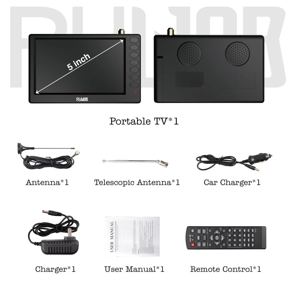 5" Portable Digital ATSC TV with Stand R213