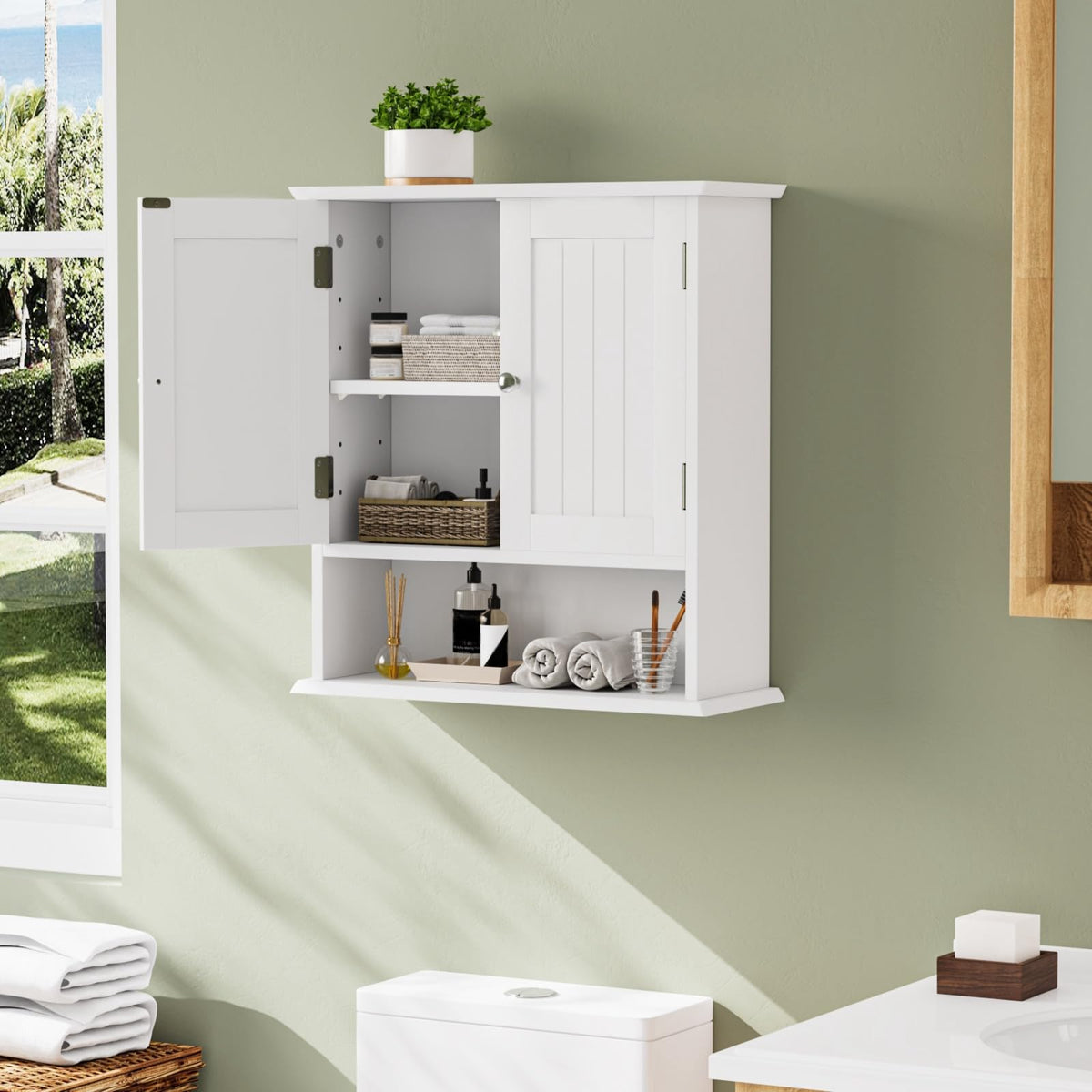 White Wall Mounted Bathroom Cabinet with 2 Door S4447