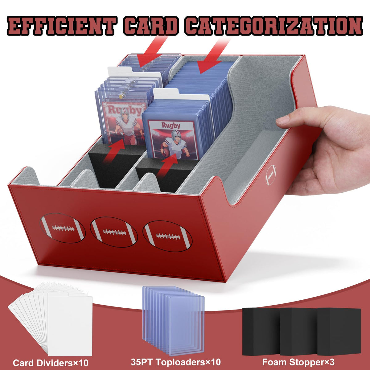 Football Card Storage Box with Magnetic Closure G525