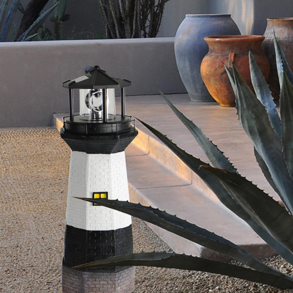 Solar Powered Lighthouse Garden Light with Rotating Beacon K48079