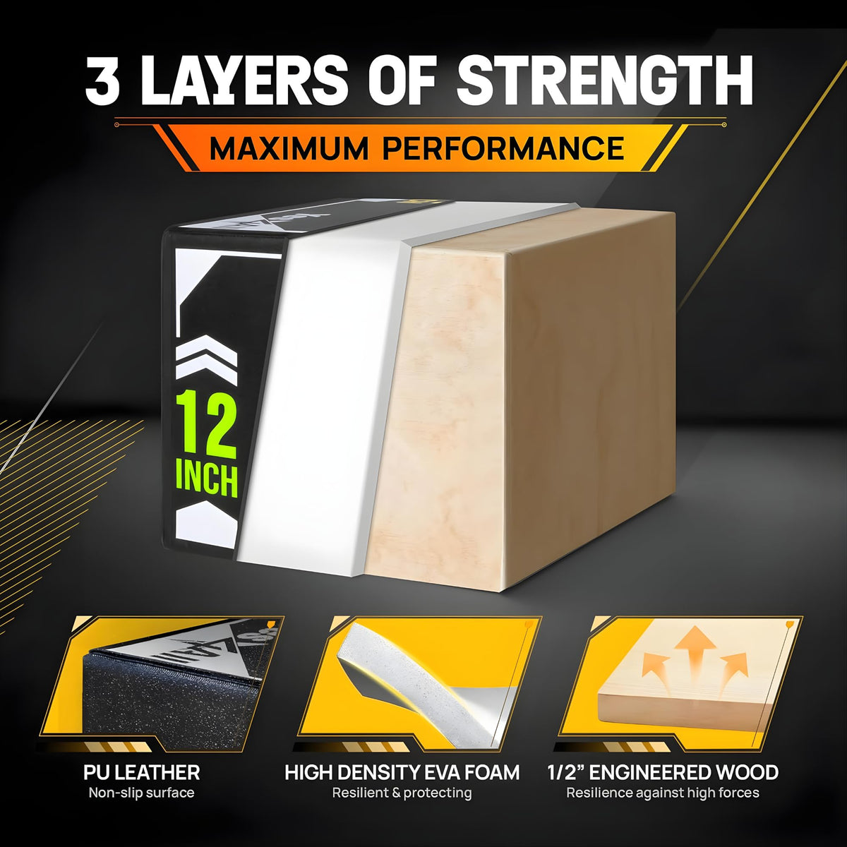 3-in-1 Soft-Padded Plyo Box with Wooden Core K37698