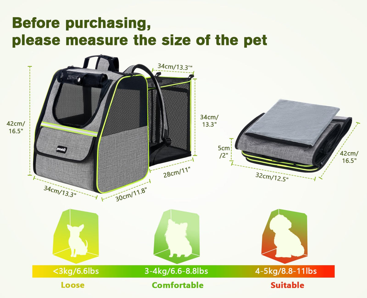 Expandable Cat Backpack Carrier with Ventilated Mesh, Grey M14574