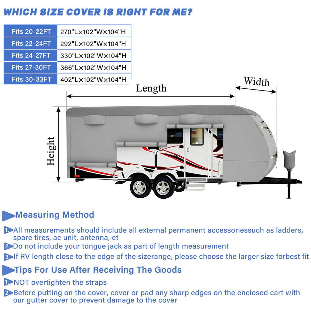 8 Layers Waterproof Travel Trailer RV Cover Y9692