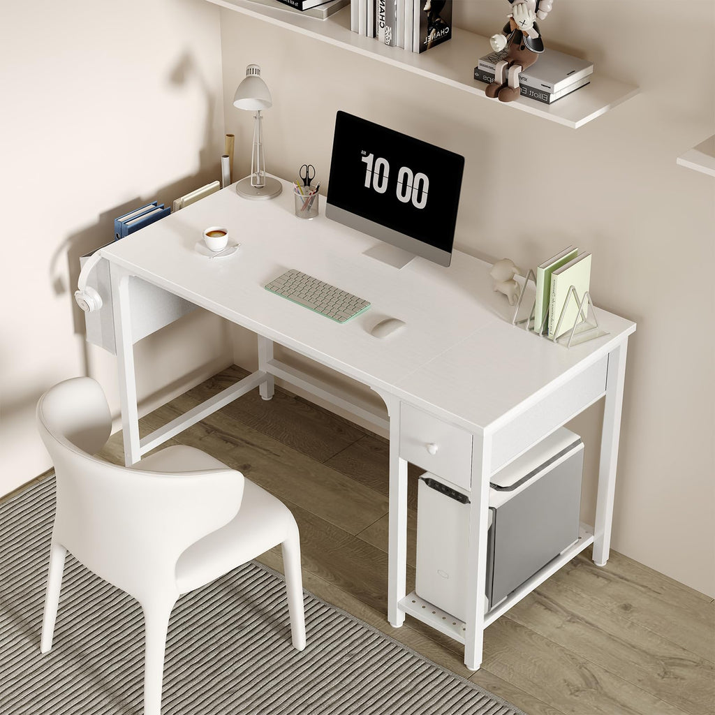 White Computer Desk with Drawers 47 Inch E6095