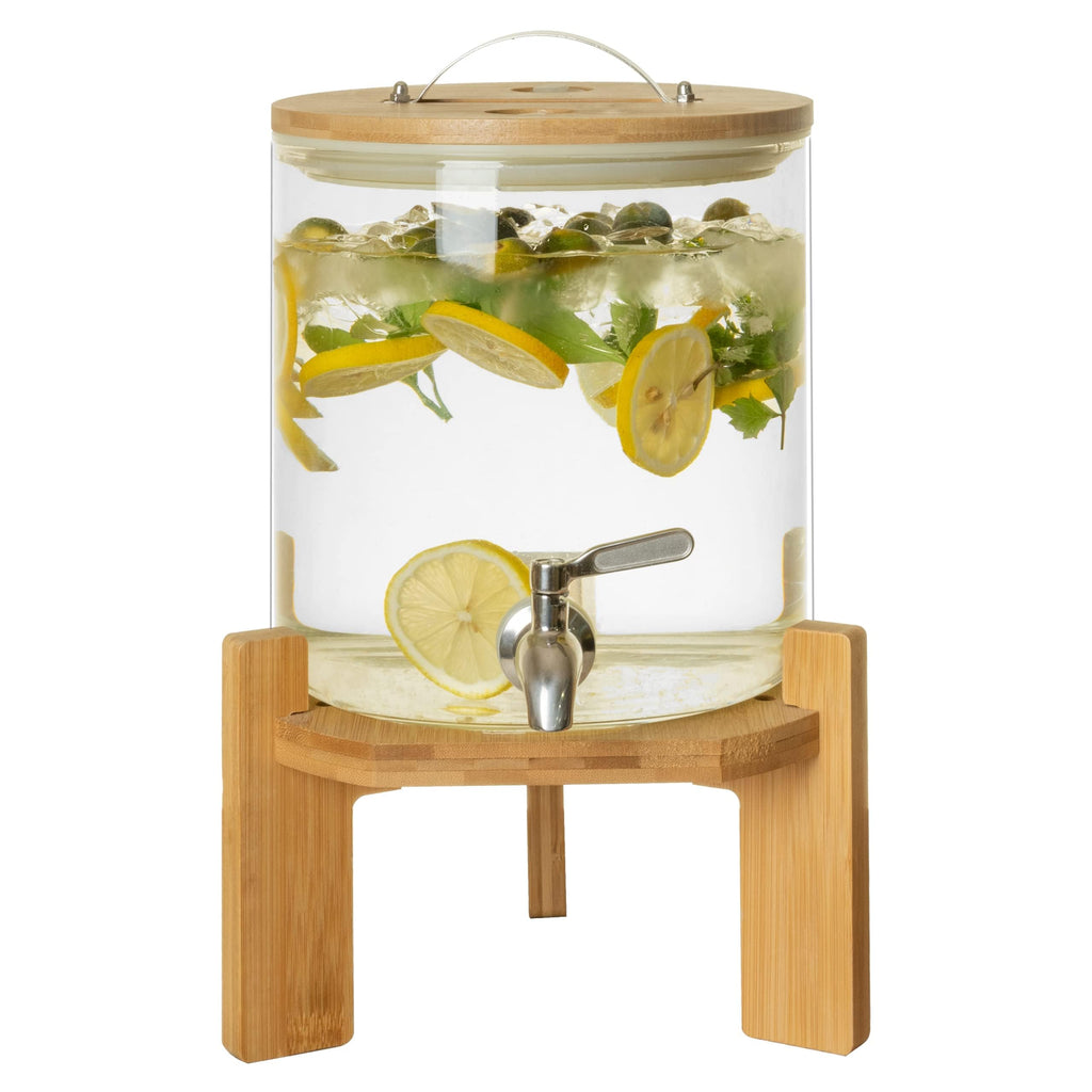 Glass Drink Dispenser with Stand, 1/2 Gallon Stainless Spigot M702540