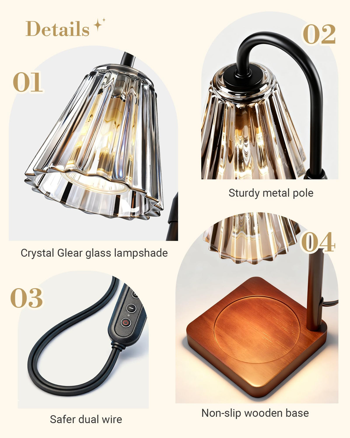 Vintage Candle Warmer Lamp with Timer Dimmer J49771