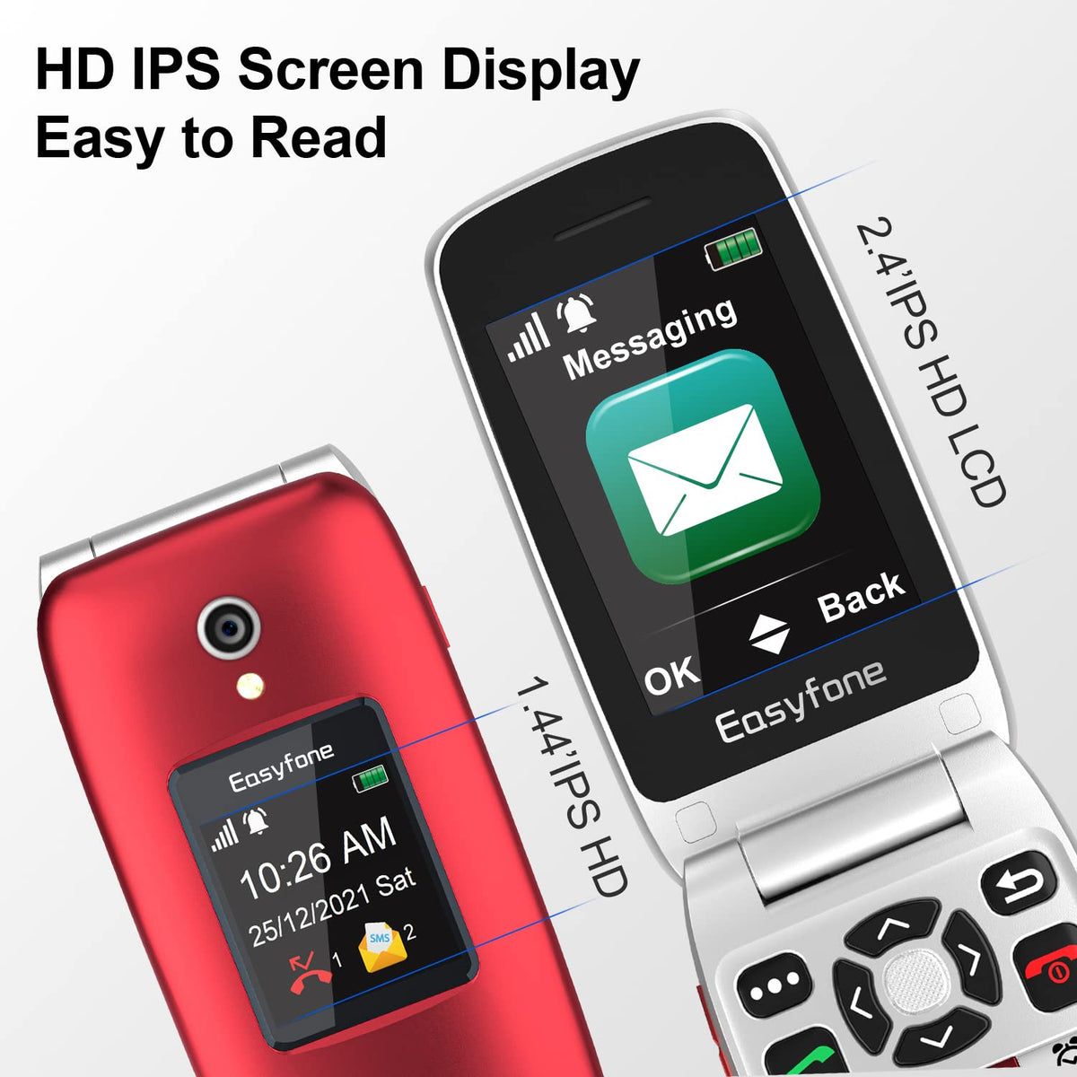 Unlocked 4G Big Button Flip Cell Phone with SOS Button & Charging Dock U4645