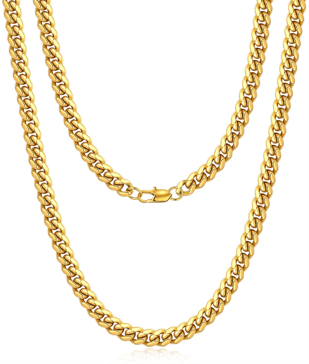 Cuban Link Chain 4mm 6mm 10mm 18K Gold Plated 316L Stainless Steel Necklace X404931