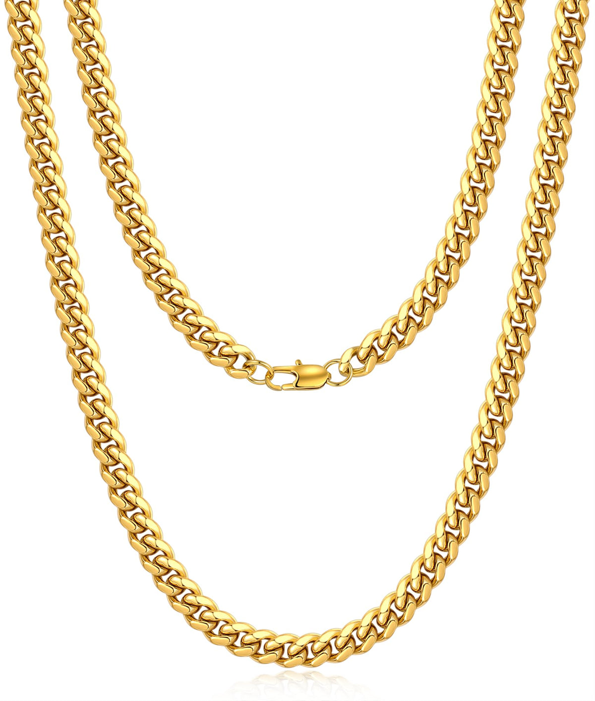 Cuban Link Chain 4mm 6mm 10mm 18K Gold Plated 316L Stainless Steel Necklace X404931