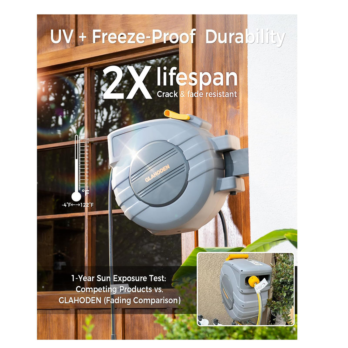 5/8 in x 100 ft Retractable Garden Hose Reel L755