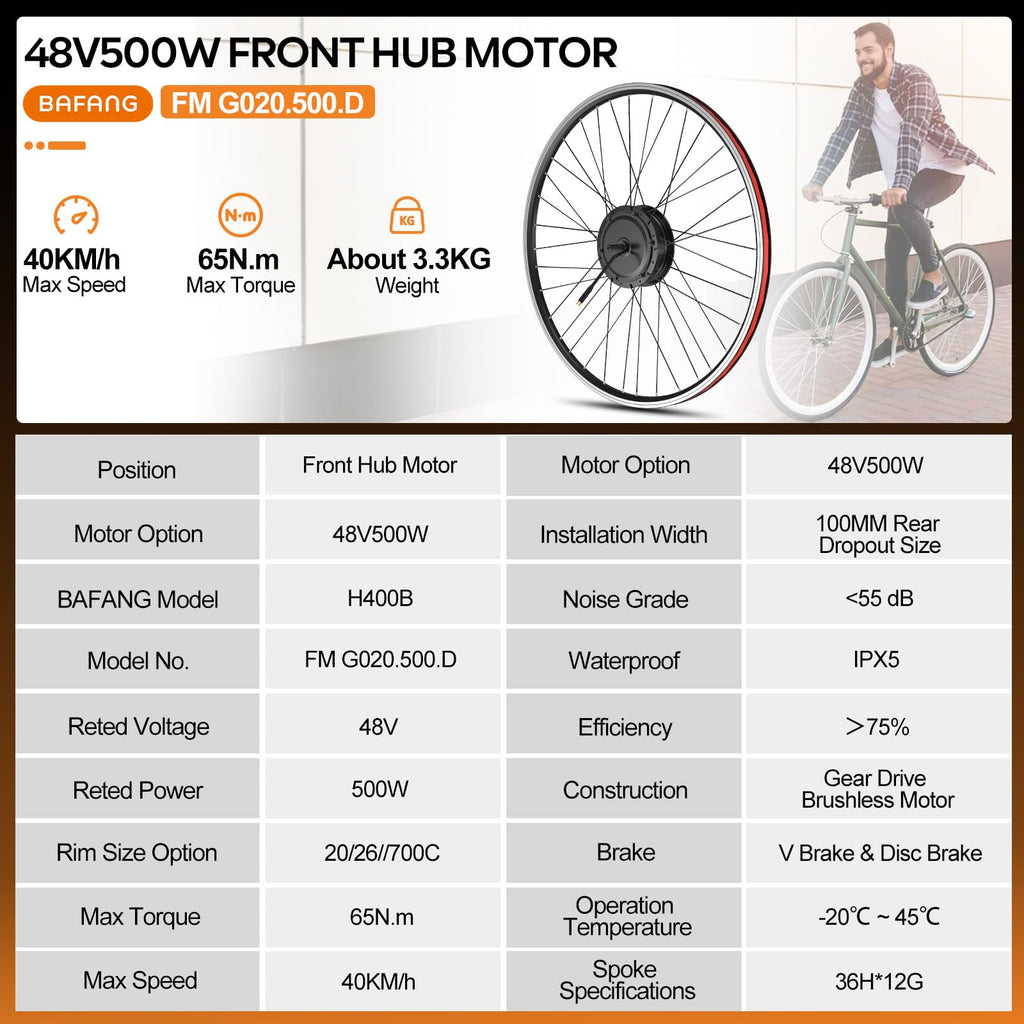 48V 500W Front Hub Motor Conversion Kit Z289