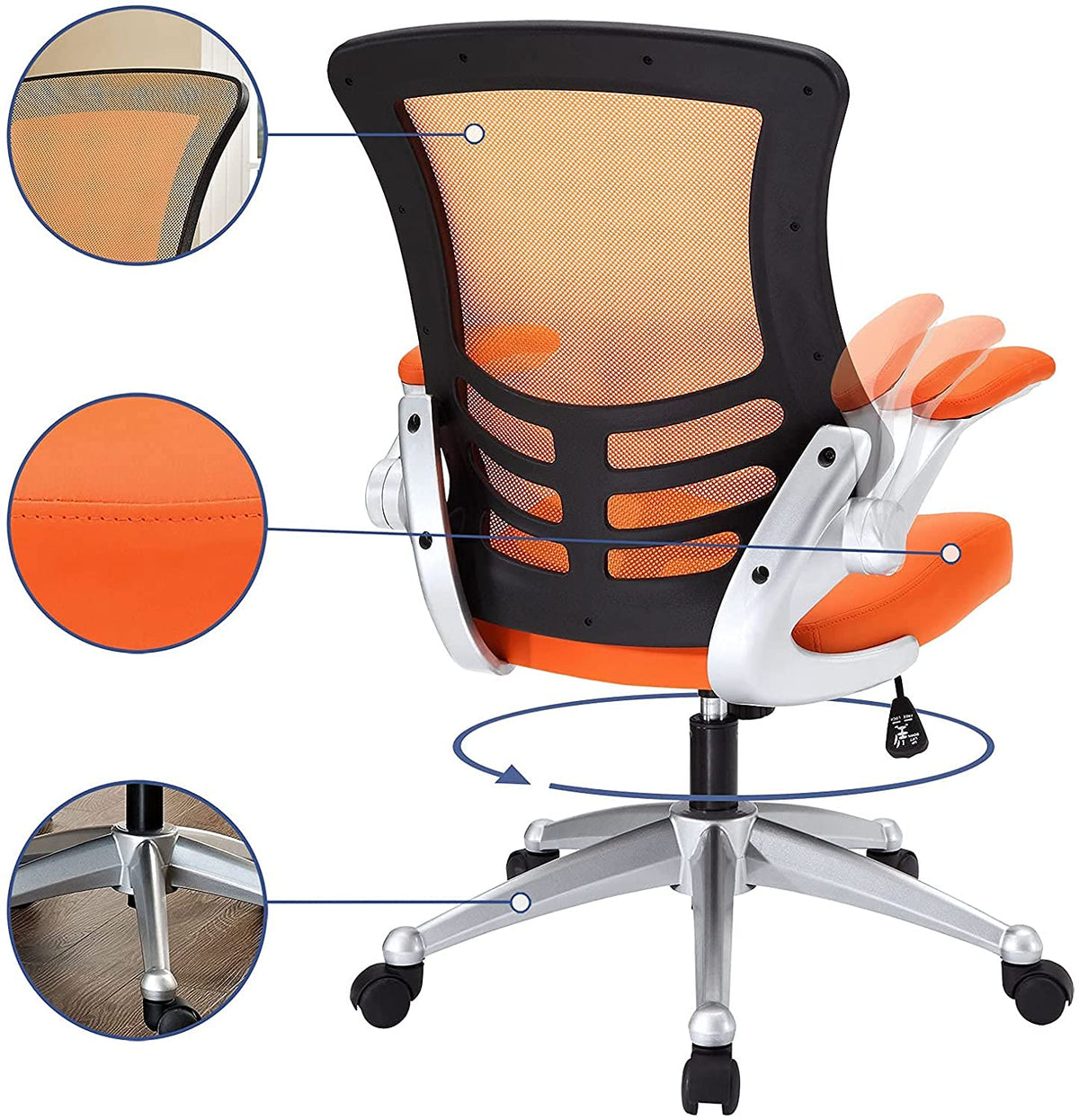 Orange Mesh Back Vinyl Seat Office Chair U328750
