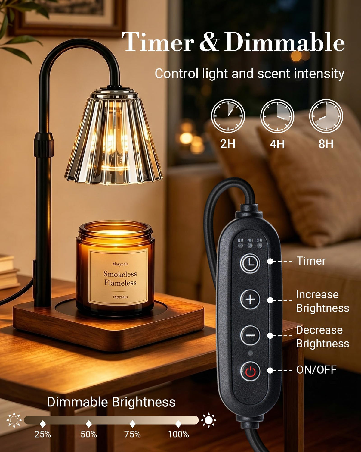 Vintage Candle Warmer Lamp with Timer Dimmer J49771