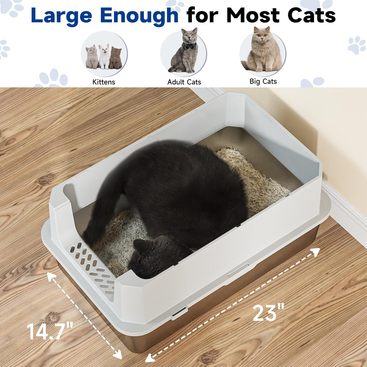 Large Stainless Steel Covered Cat Litter Box with Scoop K84972