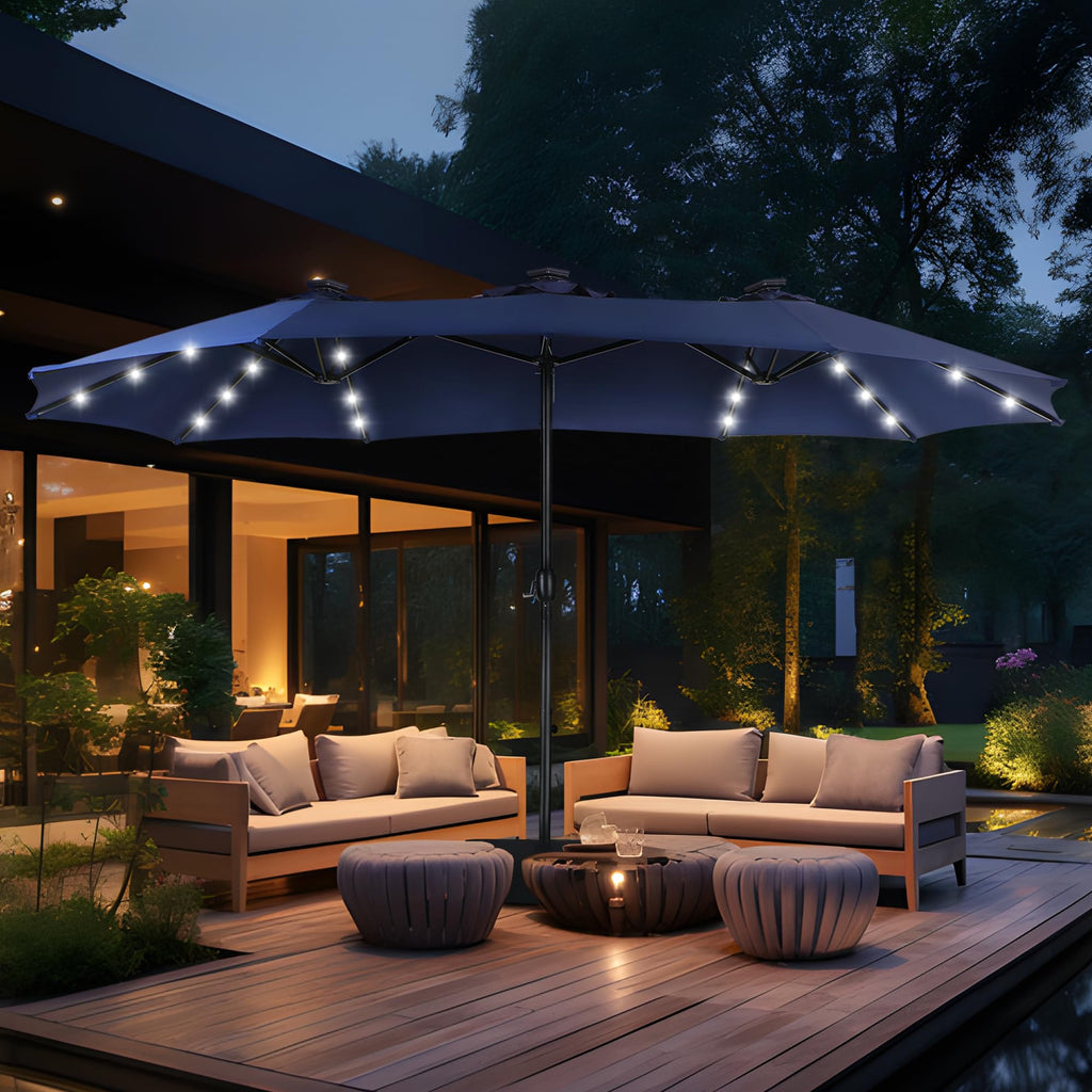 Navy Blue Double-Sided 15ft Patio Umbrella X53360