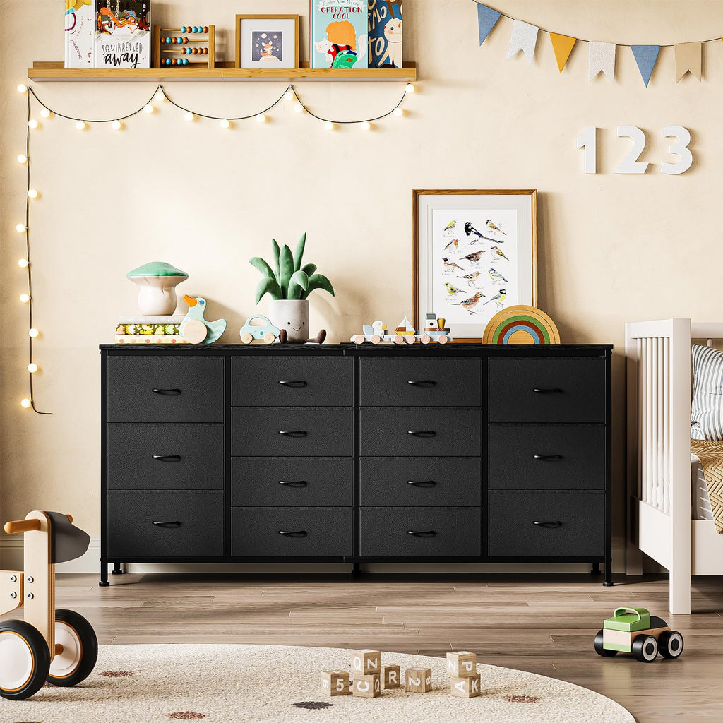 Black 14 Drawer Dresser TV Stand U355