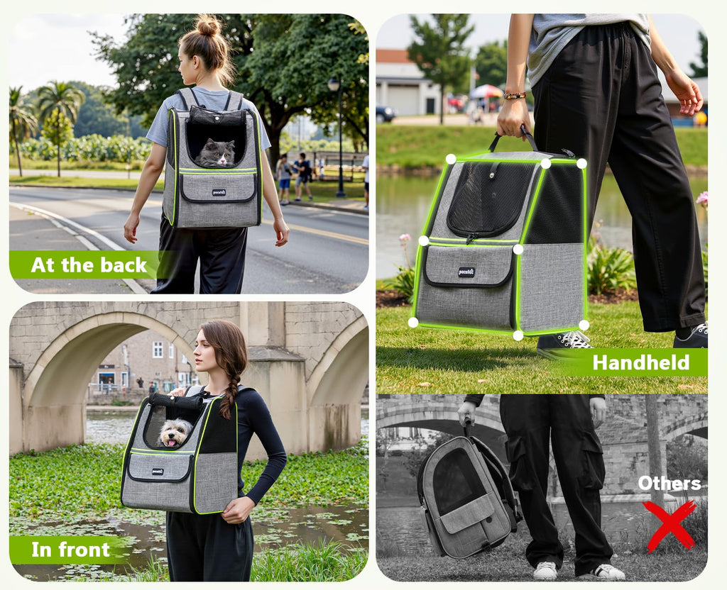 Expandable Cat Backpack Carrier with Ventilated Mesh, Grey M14574