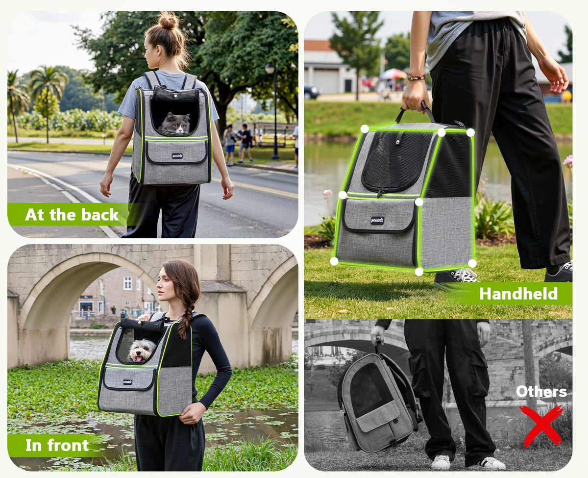 Expandable Cat Backpack Carrier with Ventilated Mesh, Grey M14574
