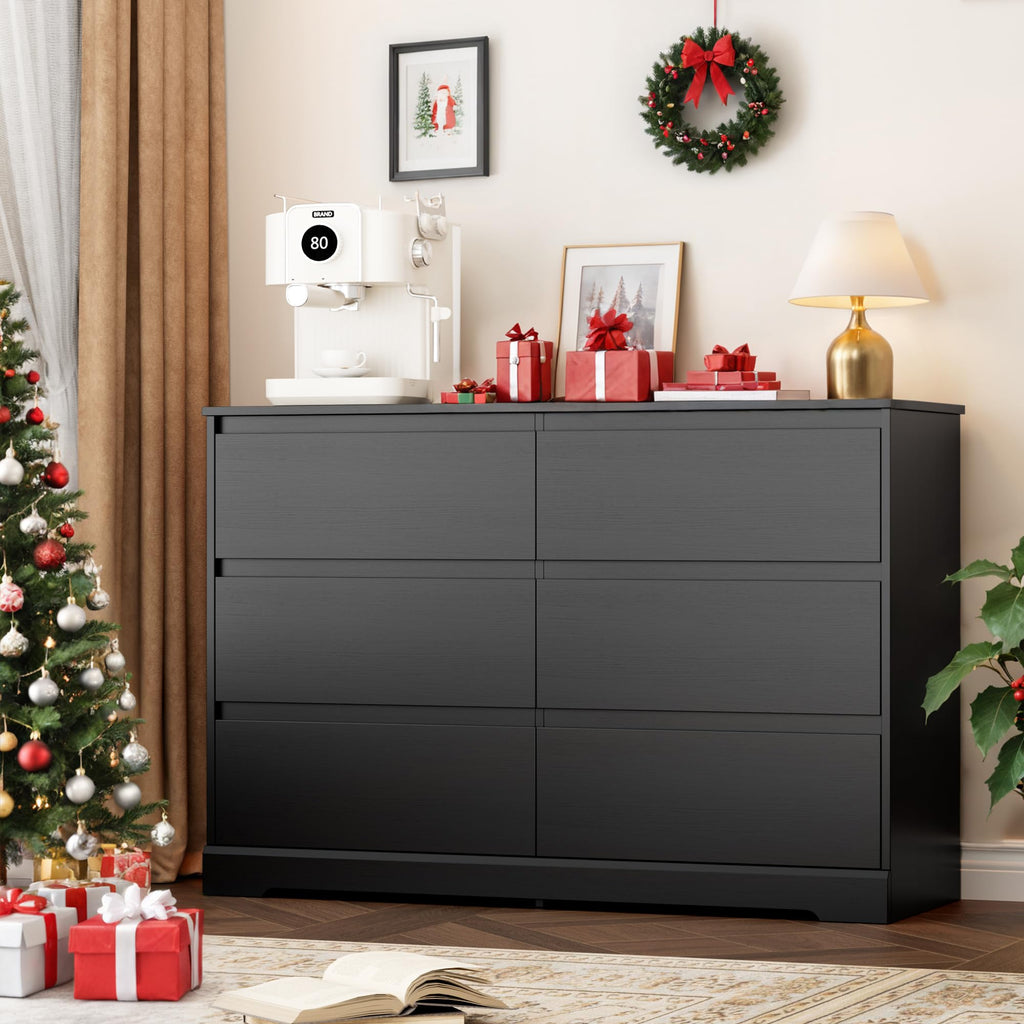 Black 6 Drawer Double Dresser G50032