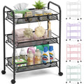 3 Tier Rolling Metal Storage Cart with Wheels, Black Q872